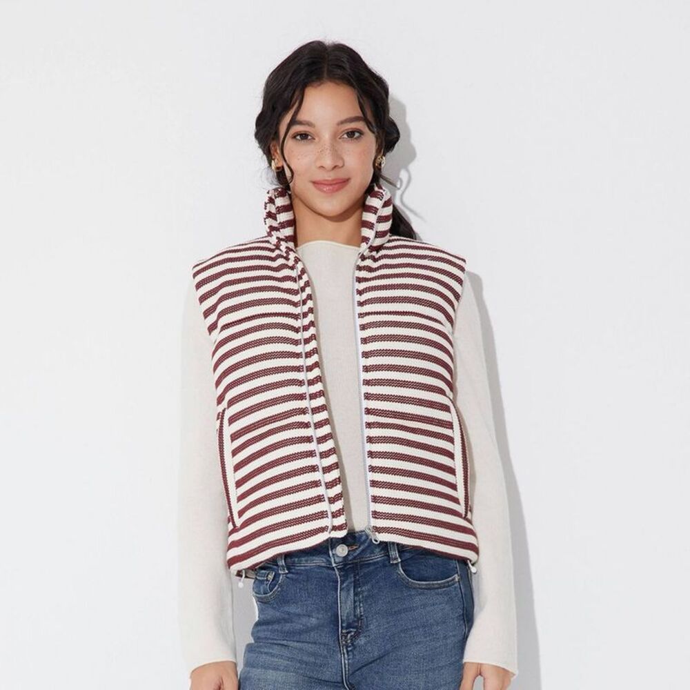Women's Knit Vest - Wild Fable Burgundy Striped M